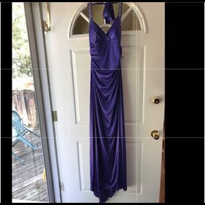 Long silky purple dress